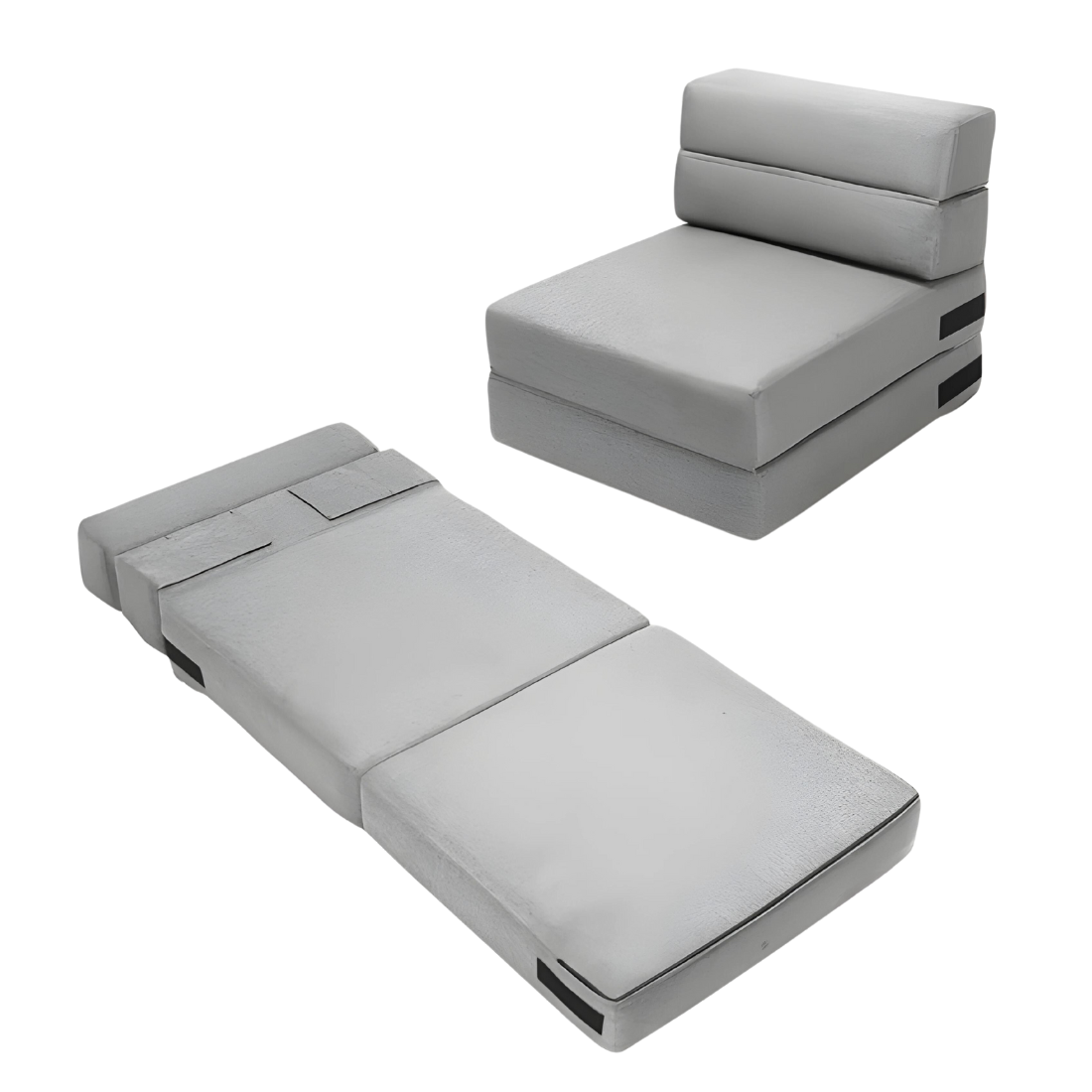 Safa Designer Light Grey Foldable Mattress Sofa Bed with Designer Cushion