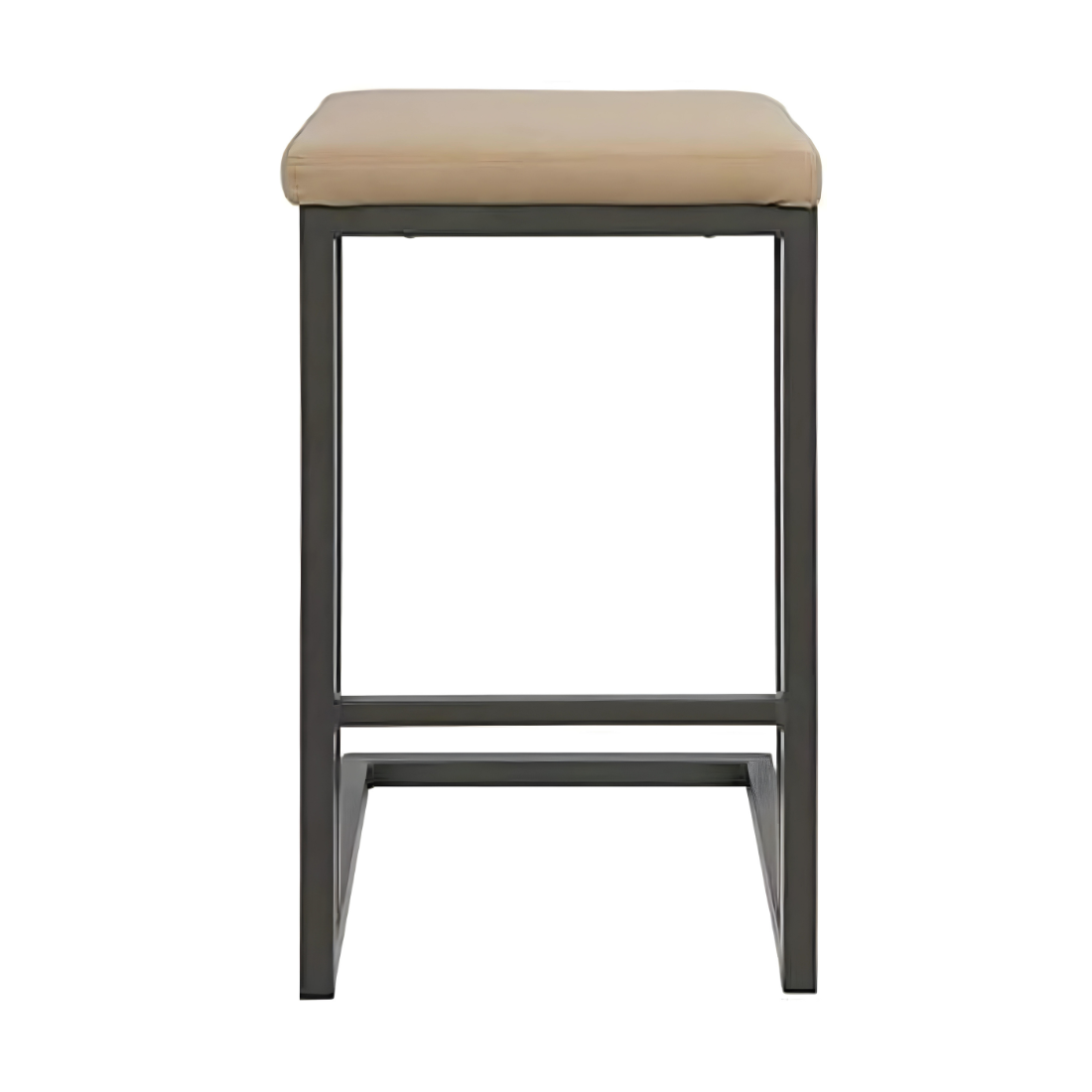 Metal Side Table in Black Finish and Powder Coating with Camel Cushion