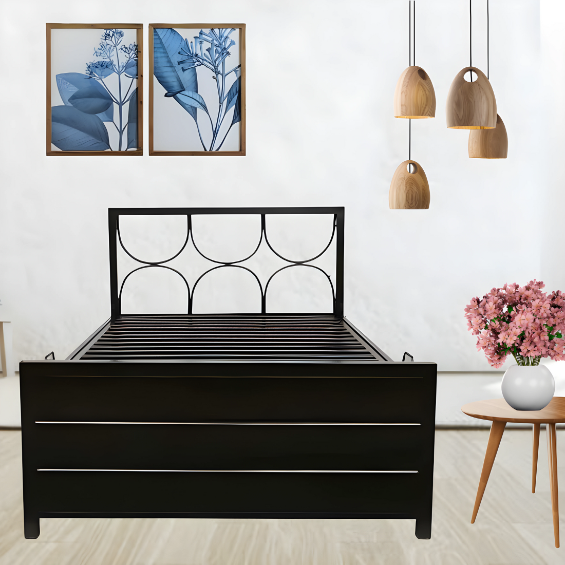 Metal Bed with Storage