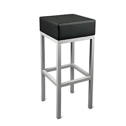 Finn Designer Grey Ottoman Metal Stool with Black Cushion