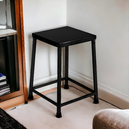 Silas Black Ottoman Metal Stool with Black Top