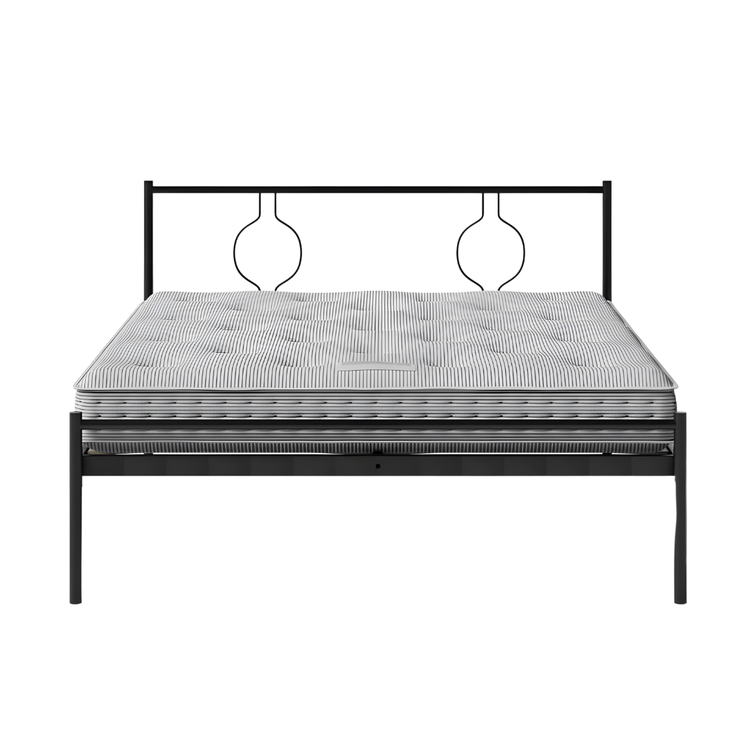 Mejii Without Storage Metal Bed with Designer Headrest (Color - Black)