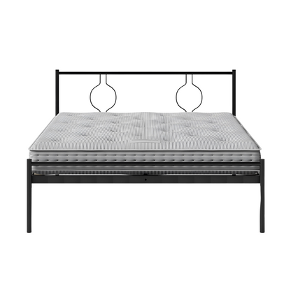 Mejii Without Storage Metal Bed with Designer Headrest (Color - Black)