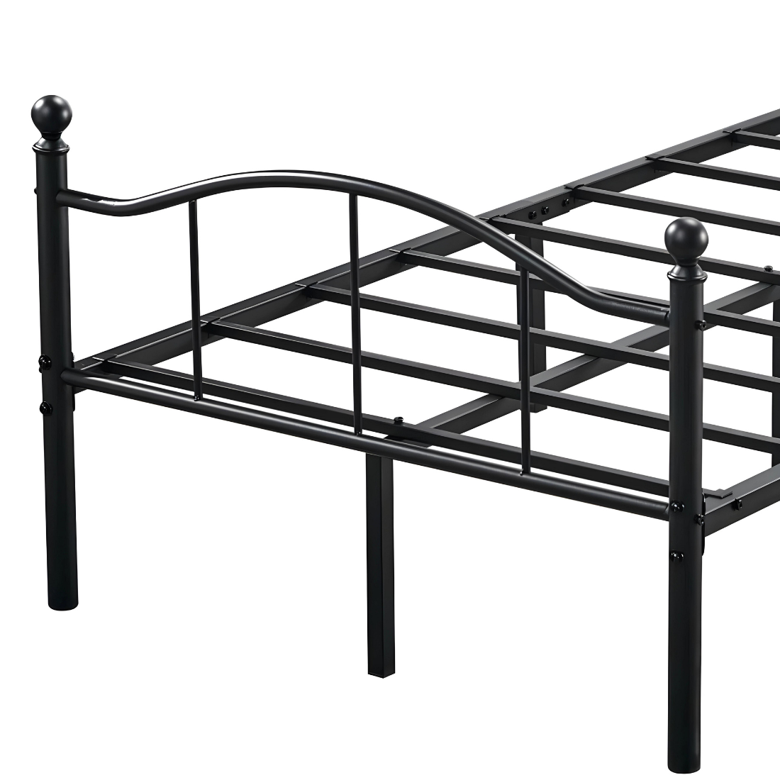 Stark Without Storage Metal Bed with Designer Headrest (Color - Black)