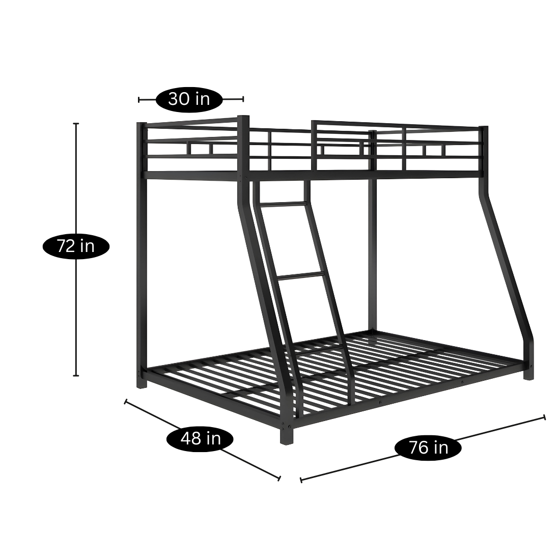 Athena Metal Bunk Bed in Black Color