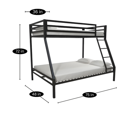 Agate Metal Bunk Bed in Black Color