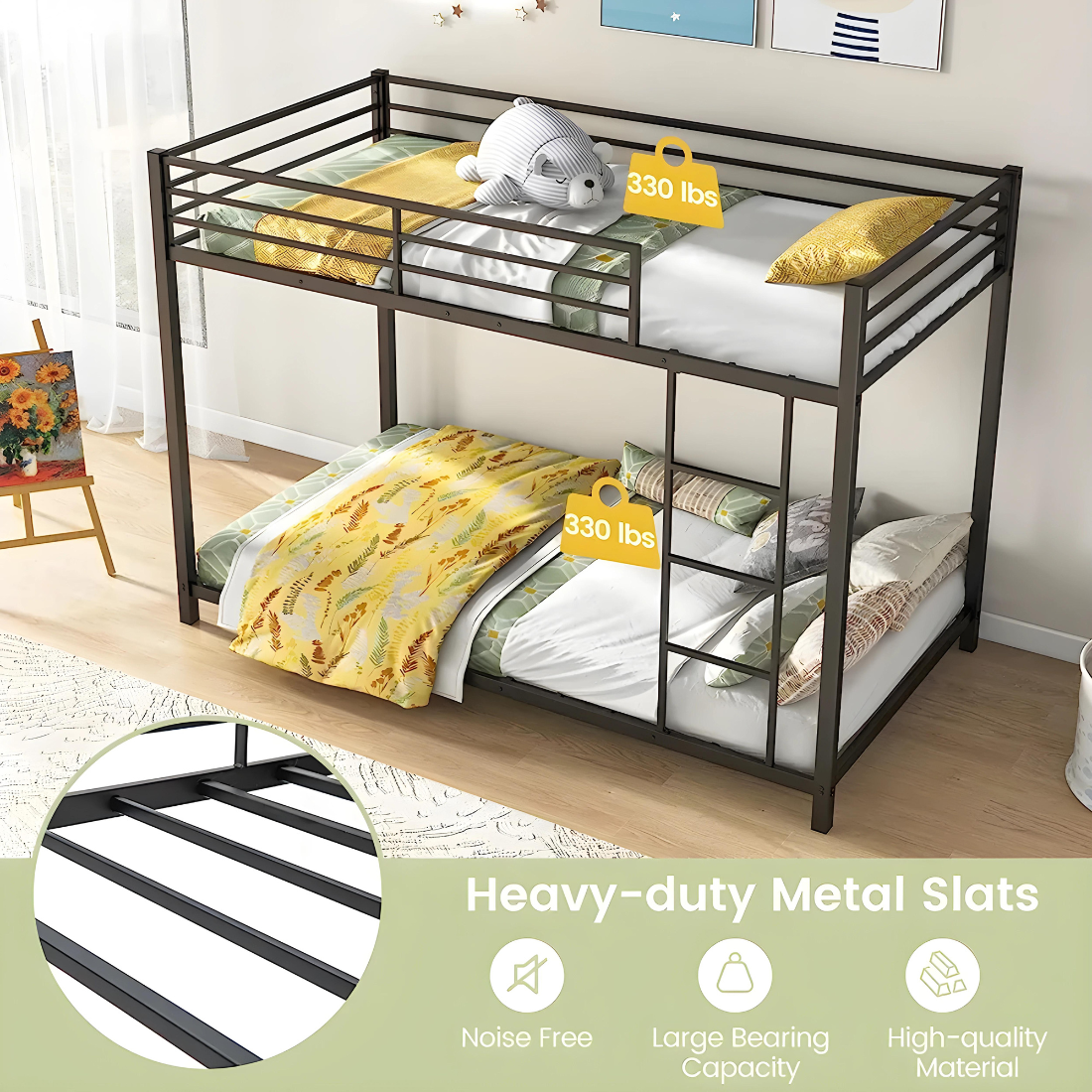 Onyx Metal Bunk Bed in Black Color