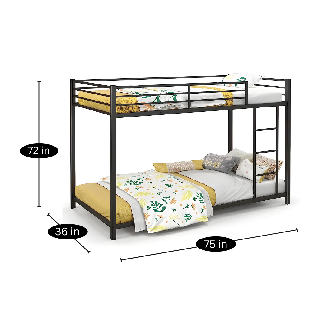 Onyx Metal Bunk Bed in Black Color