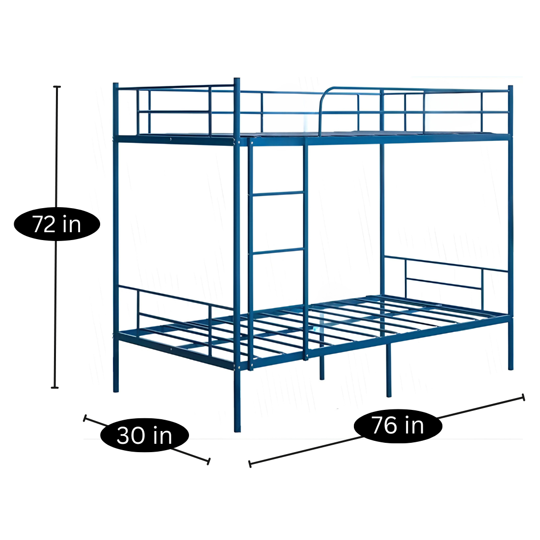 Ella Metal Bunk Bed in Blue Color - Space Saving Metal Bunk Bed