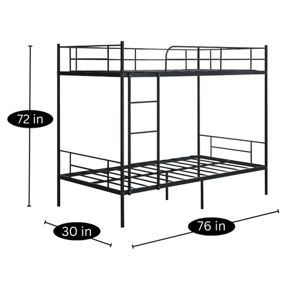 Ella Metal Bunk Bed in Black Color - Space Saving Metal Bunk Bed