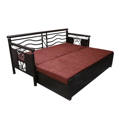 Black Crossandra Hydraulic Storage Metal Sofa Bed with Mattress & Pillow (Color - Rust)