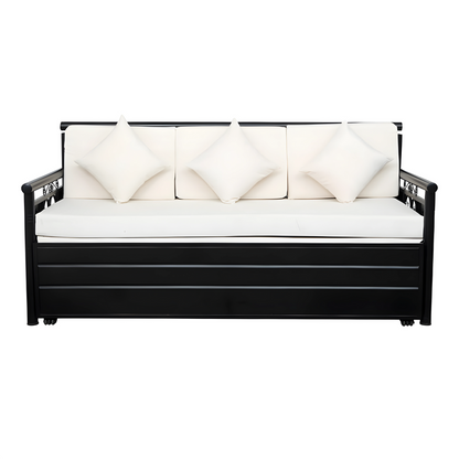 Black Crossandra Hydraulic Storage Metal Sofa Bed with Mattress & Pillow (Color - White)