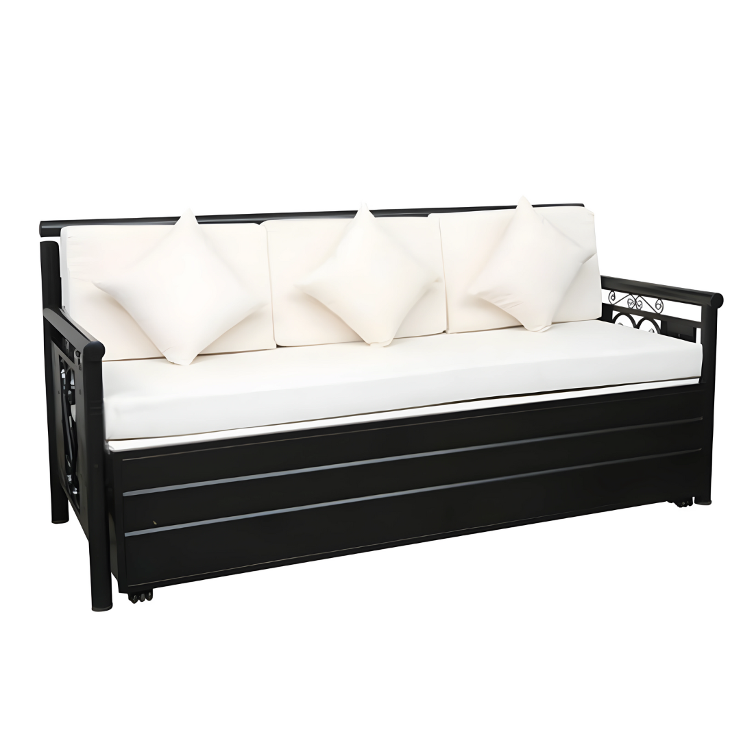 Black Crossandra Hydraulic Storage Metal Sofa Bed with Mattress & Pillow (Color - White)