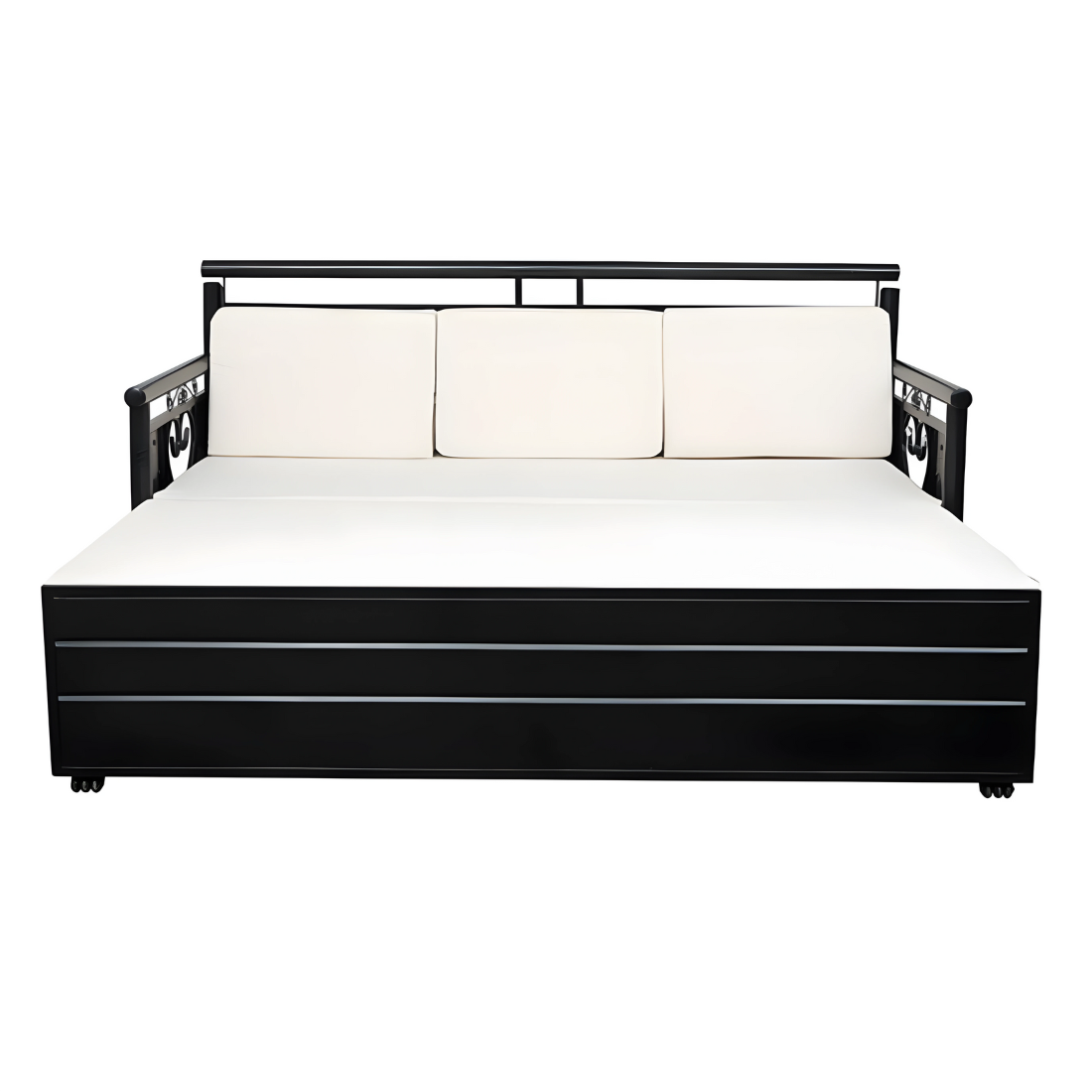 Black Crossandra Hydraulic Storage Metal Sofa Bed with Mattress & Pillow (Color - White)