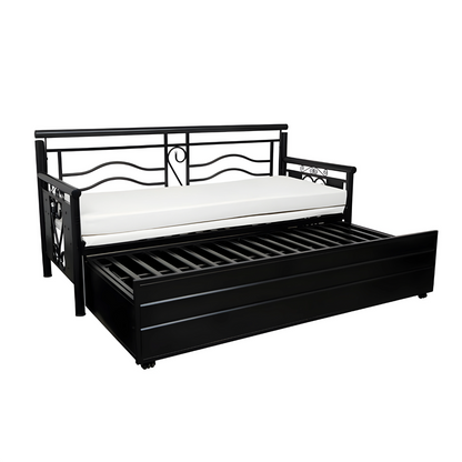 Black Crossandra Hydraulic Storage Metal Sofa Bed with Mattress & Pillow (Color - White)