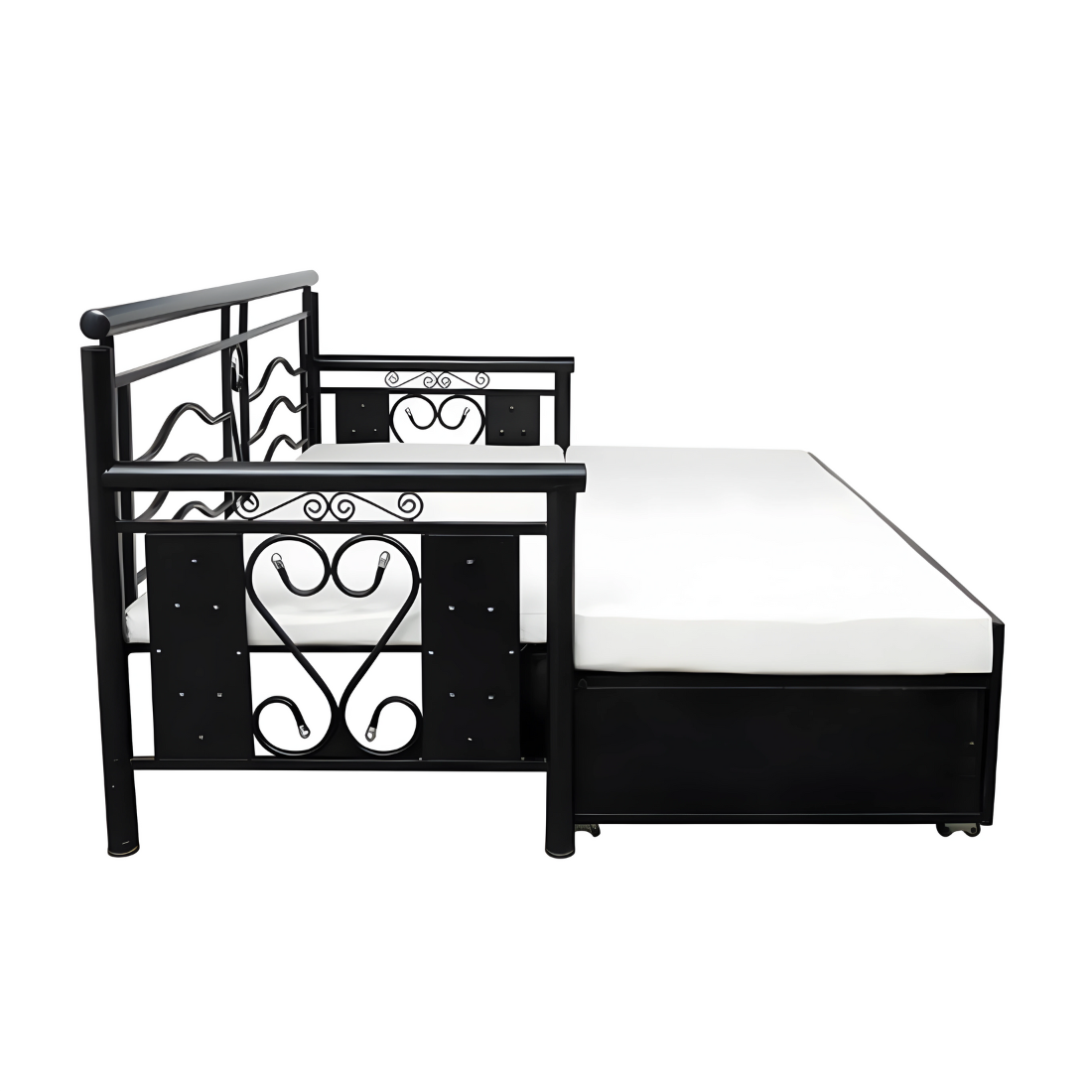 Black Crossandra Hydraulic Storage Metal Sofa Bed with Mattress & Pillow (Color - White)