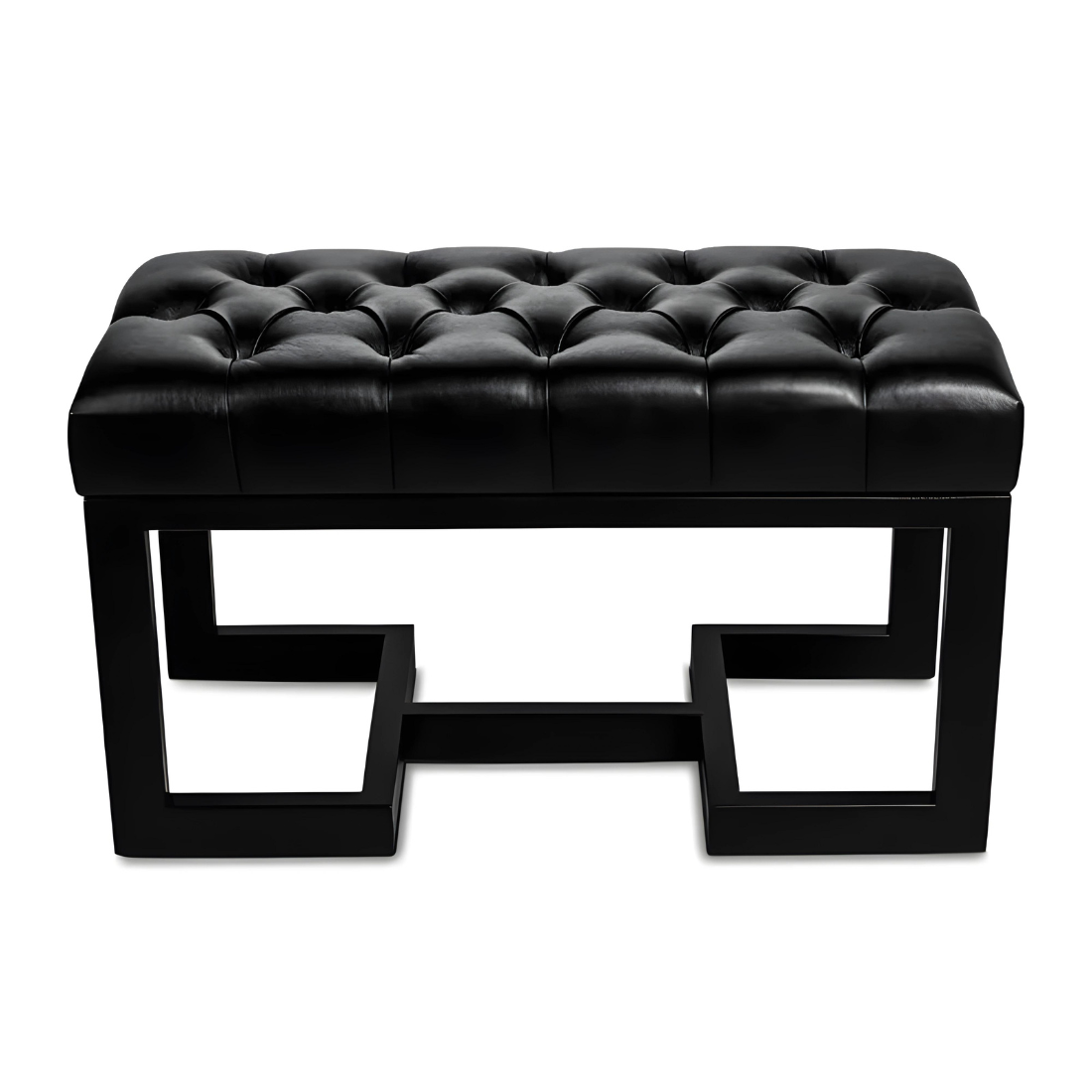 Megan Designer Black Ottoman Metal Stool with Black Cushion