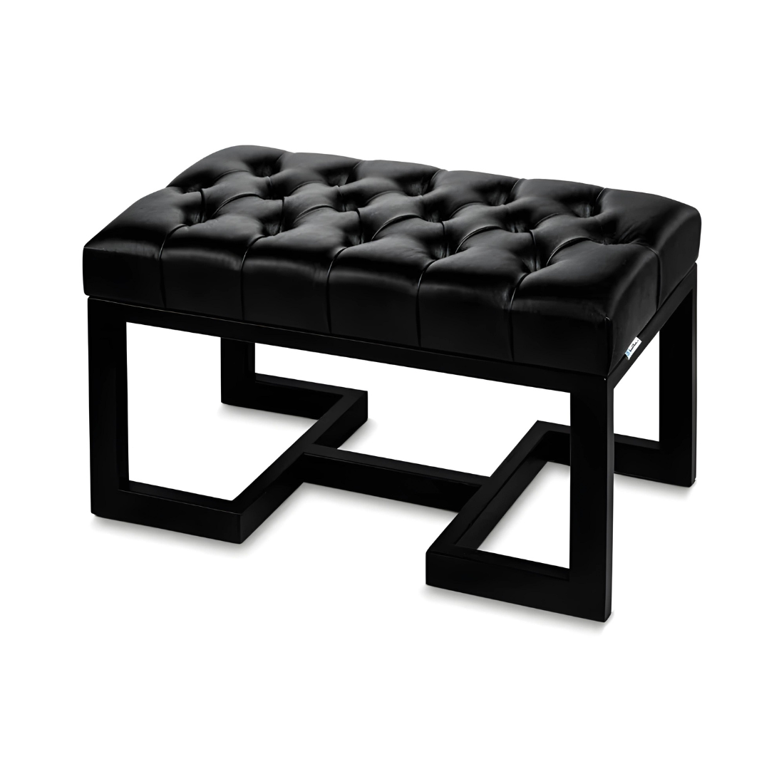 Megan Designer Black Ottoman Metal Stool with Black Cushion