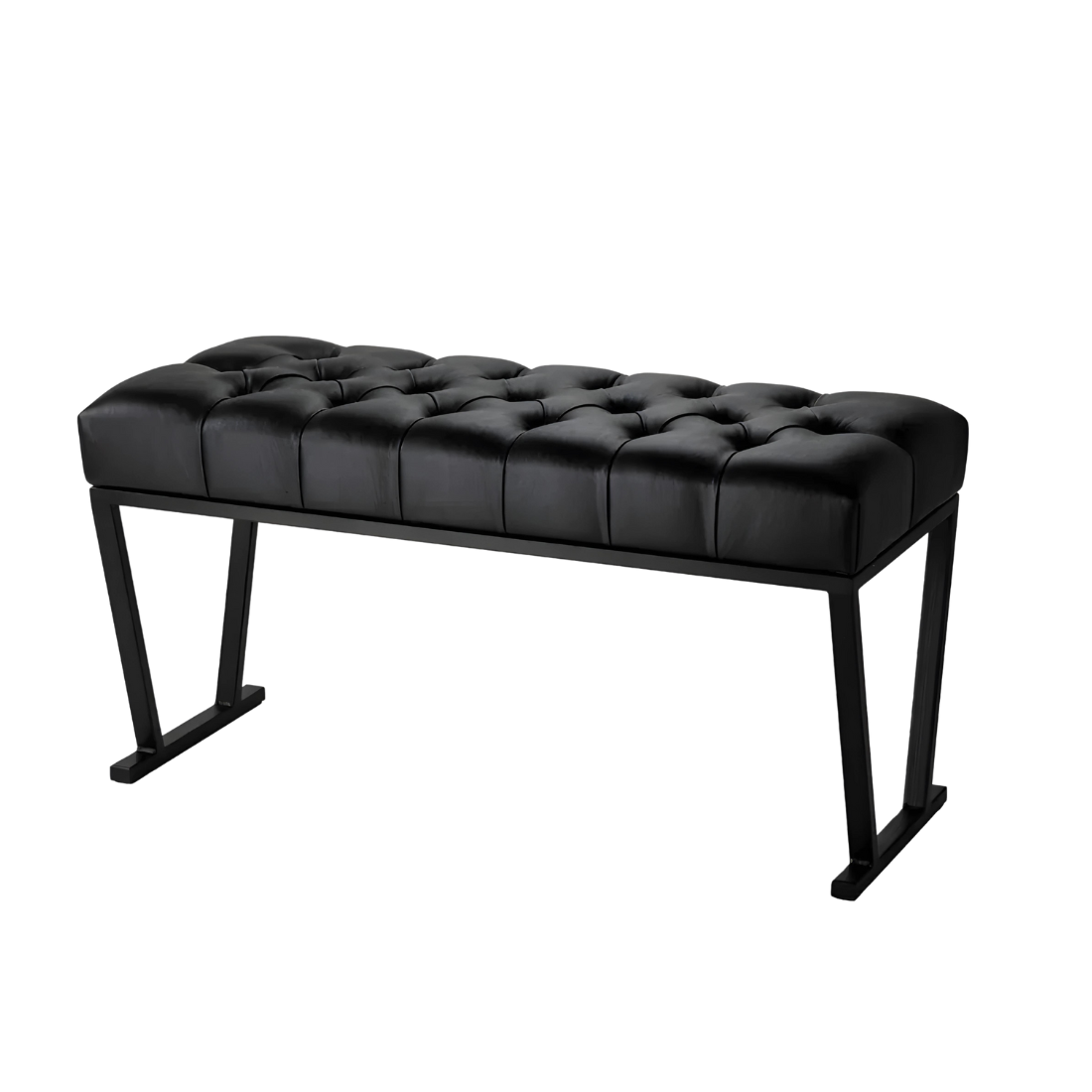 Molly Designer Black Ottoman Metal Bench with Black Cushion