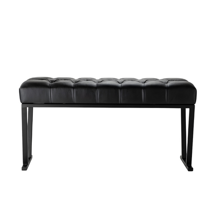 Molly Designer Black Ottoman Metal Bench with Black Cushion