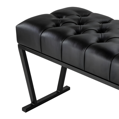 Molly Designer Black Ottoman Metal Bench with Black Cushion