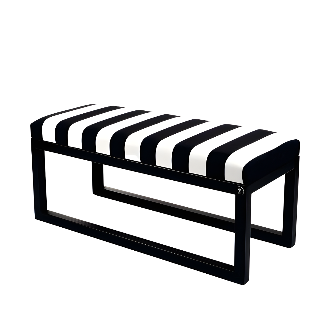 Zebra Black Ottoman Metal Bench with Multi Cushion