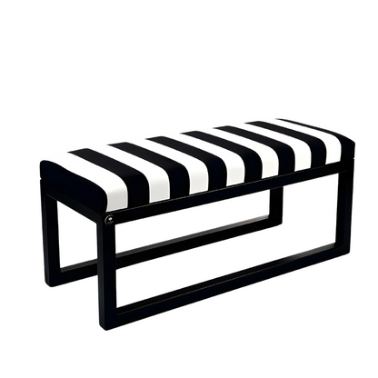 Zebra Black Ottoman Metal Bench with Multi Cushion