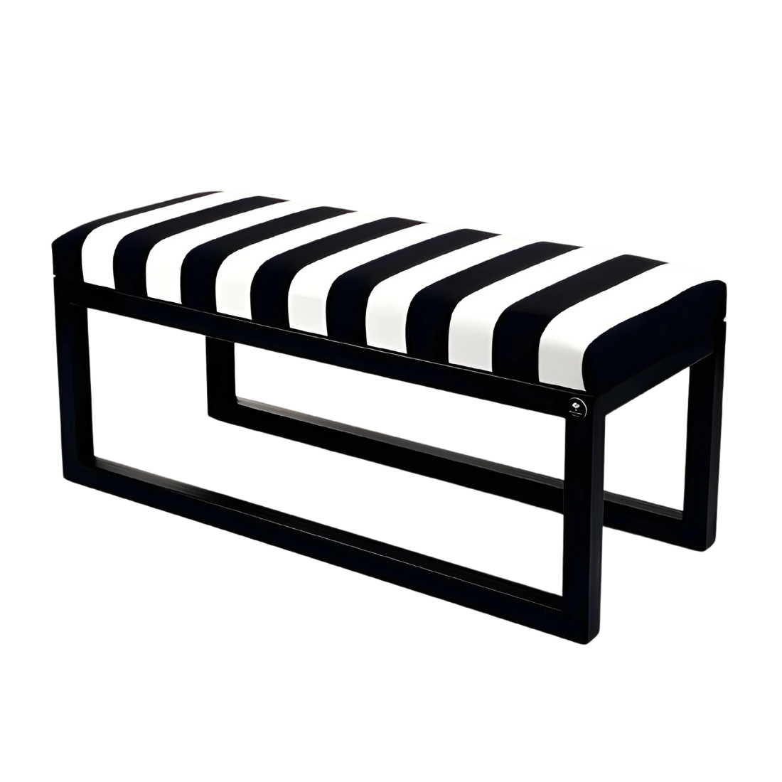 Zebra Black Ottoman Metal Bench with Multi Cushion