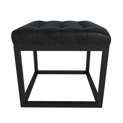 Emma Black Ottoman Metal Stool with Black Cushion