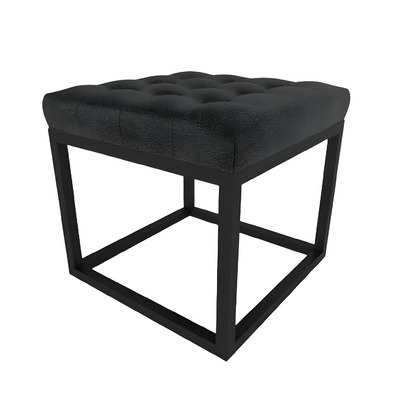 Emma Black Ottoman Metal Stool with Black Cushion