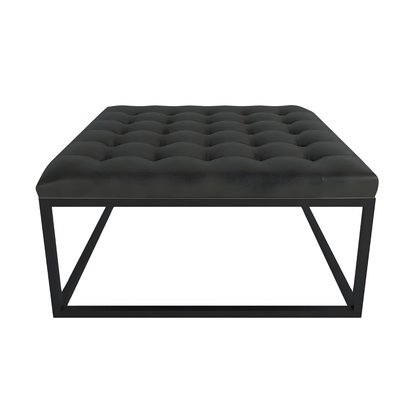 Cora Black Ottoman Metal Stool with Black Cushion