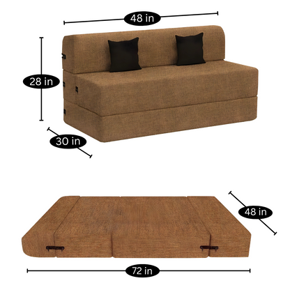 Lacy Camel Foldable Mattress Sofa Bed with Black Cushion