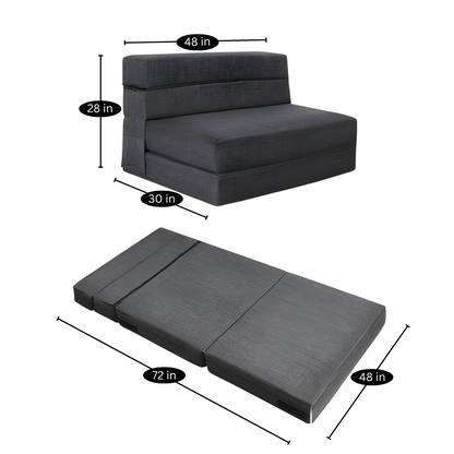 Galina Grey Foldable Mattress Sofa Bed with 1 Grey Cushion