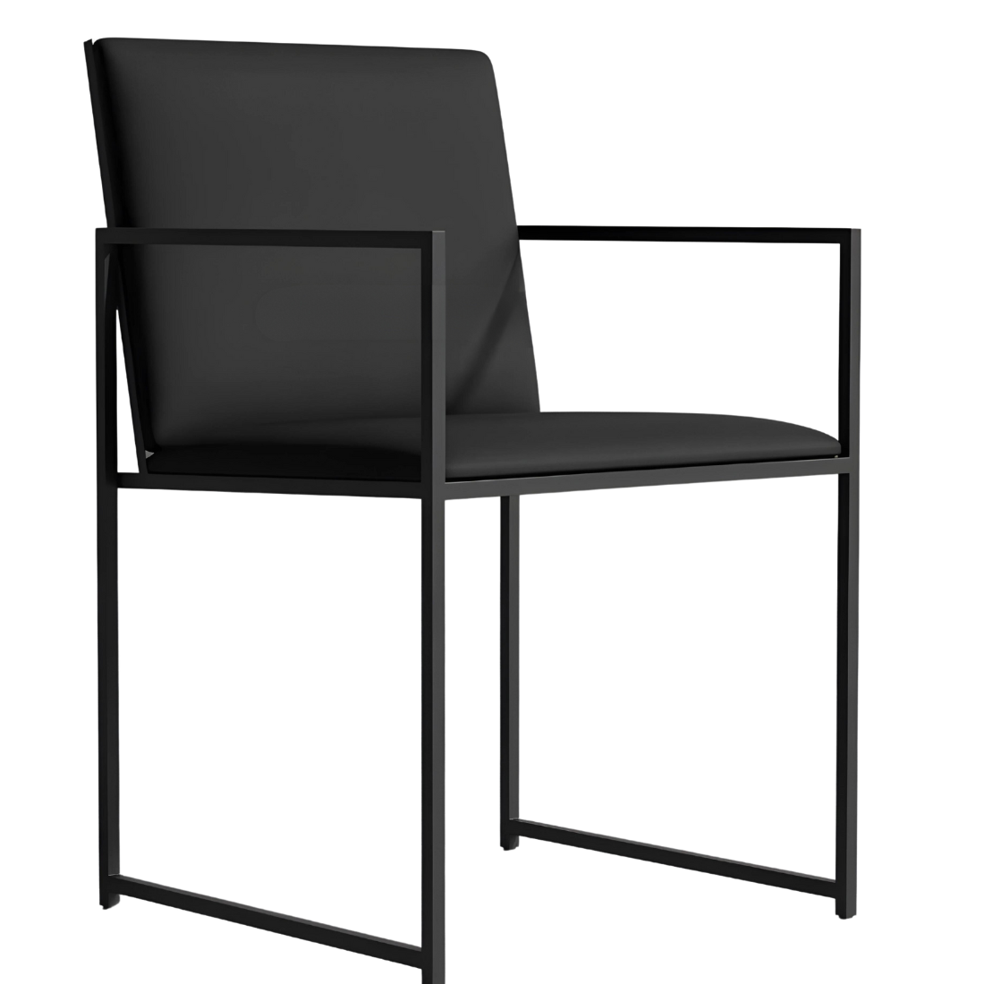 Milo Designer Black Metal Chair with Black Cushion