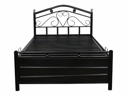 Dove Hydraulic Storage Metal Bed (Color - Black) with Designer Headrest