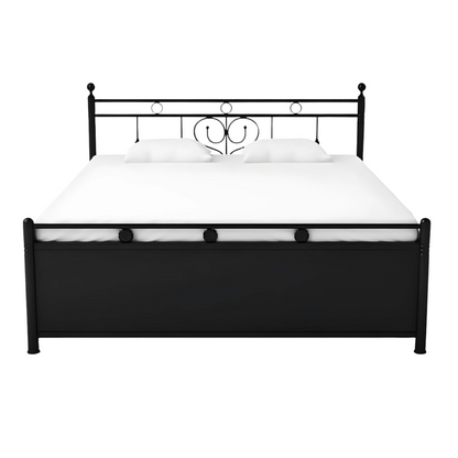 Dustin Hydraulic Storage Metal Bed (Color - Black) with Designer Headrest