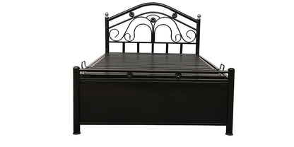 Kevin Hydraulic Storage Metal Bed (Color - Black) with Designer Headrest