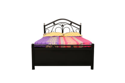 Kevin Hydraulic Storage Metal Bed (Color - Black) with Designer Headrest