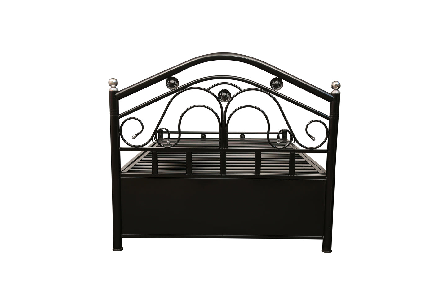 Kevin Hydraulic Storage Metal Bed (Color - Black) with Designer Headrest