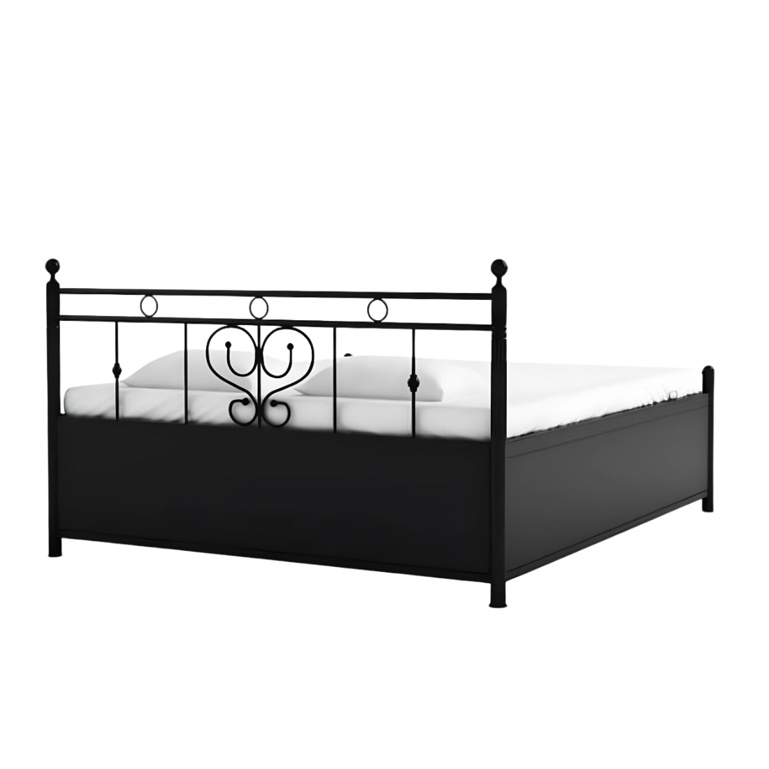 Dustin Hydraulic Storage Metal Bed (Color - Black) with Designer Headrest