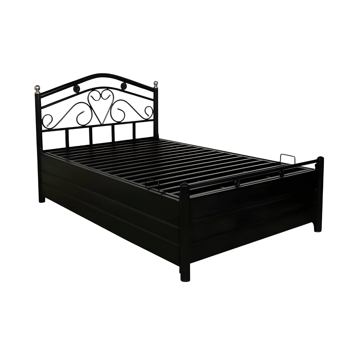 Dove Hydraulic Storage Metal Bed (Color - Black) with Designer Headrest