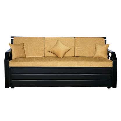 Black Kingston Hydraulic Storage Metal Sofa Bed with Mattress & Pillow (Color - Camel)