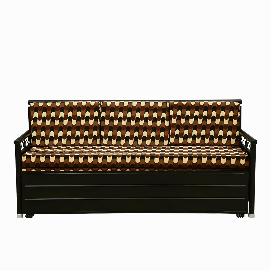 Black Crossandra Hydraulic Storage Metal Sofa Bed with Mattress & Pillow (Color - Multi)