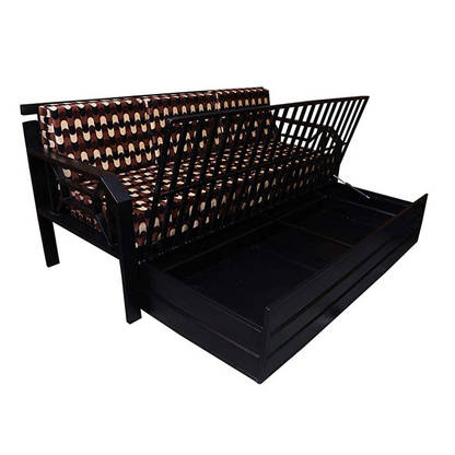 Black Kingston Hydraulic Storage Metal Sofa Cum Bed with Mattress & Pillow (Color - Multi)