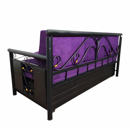 Black Lily Hydraulic Storage Metal Sofa Cum Bed with Mattress & Pillow (Color - Purple)