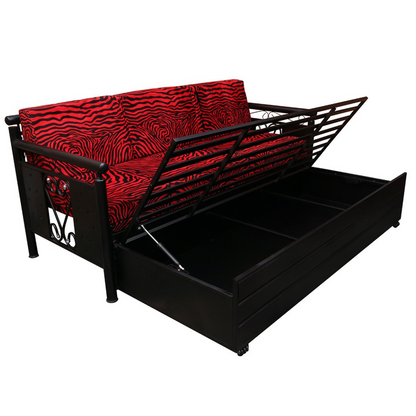 Black Crossandra Hydraulic Storage Metal Sofa Bed with Mattress & Pillow (Color - Multi)