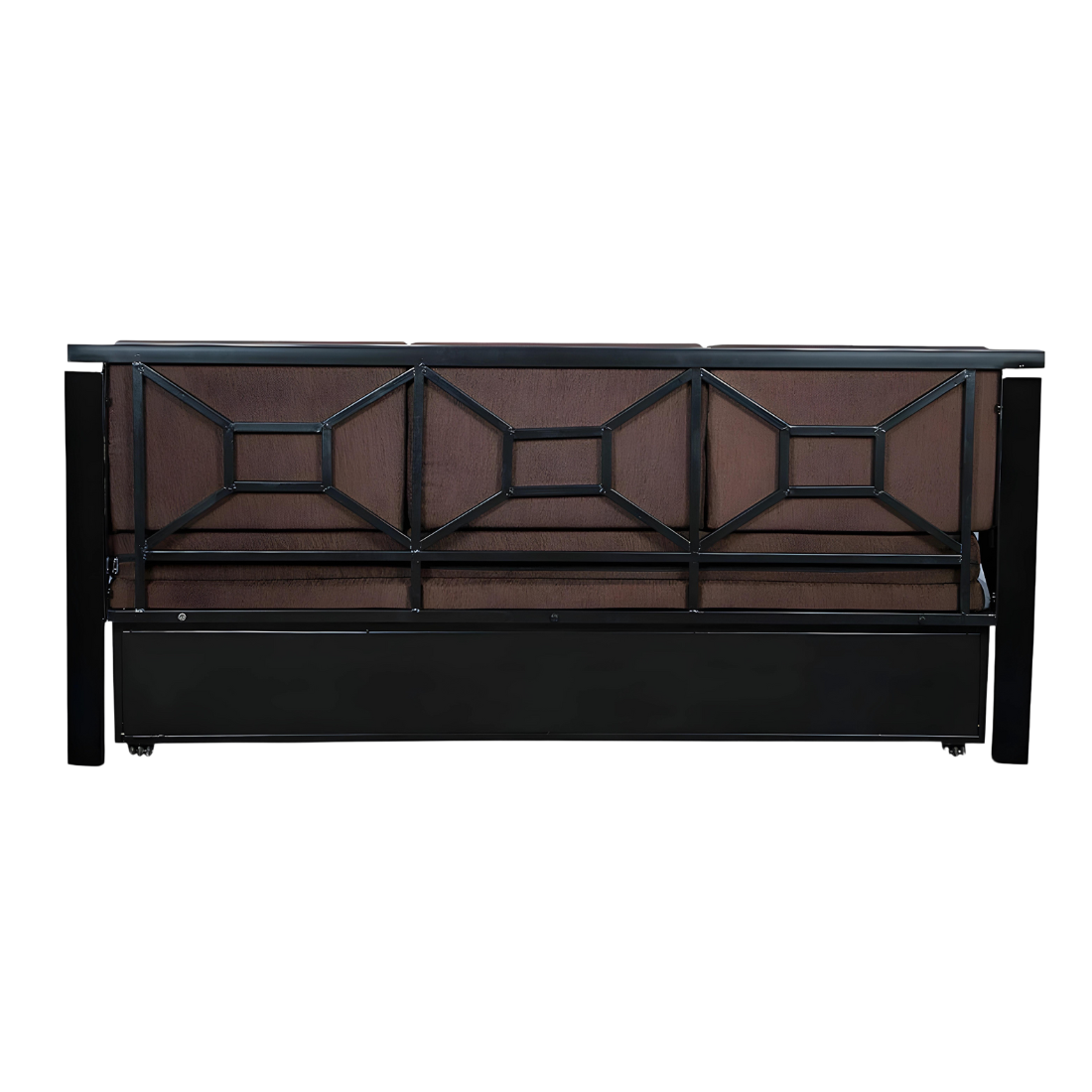 Black Kingston Hydraulic Storage Metal Sofa Cum Bed with Mattress & Pillow (Color - Brown)