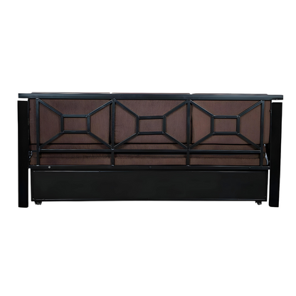 Black Kingston Hydraulic Storage Metal Sofa Cum Bed with Mattress & Pillow (Color - Brown)