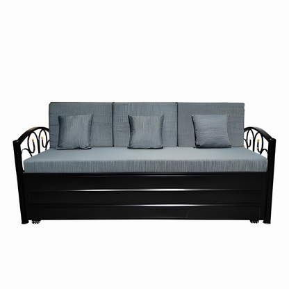 Black Lily Hydraulic Storage Metal Sofa Cum Bed with Mattress & Pillow (Color - Grey)