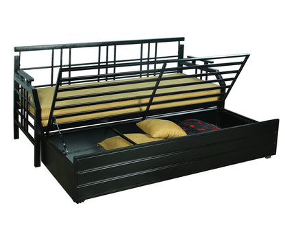 Black Balasam Hydraulic Storage Metal Sofa Cum Bed with Mattress & Pillow (Color - Camel)